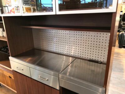 unico 末次家具 STRADA ストラーダ 幅120㎝ ヴィンテージデザイン ステンレス天板 ウォールナット レンジボード 3