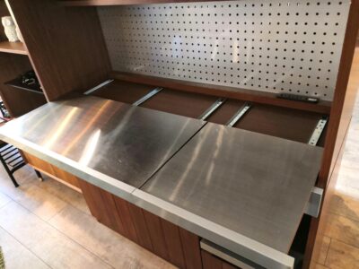 unico 末次家具 STRADA ストラーダ 幅120㎝ ヴィンテージデザイン ステンレス天板 ウォールナット レンジボード 4