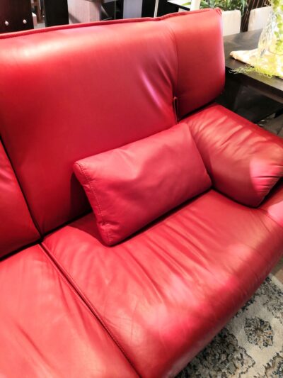 leather world レザーワールド 本革 レッドカラー ハイバック 2人掛け ワイド 2.5シーターソファ 4