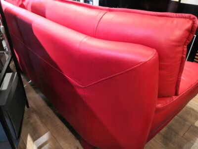 leather world レザーワールド 本革 レッドカラー ハイバック 2人掛け ワイド 2.5シーターソファ 6