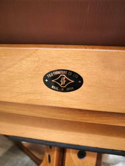 富士ファニチア FUJI FANITURE 本革 回転チェア オットマン付き ブラウン 木製 リクライニングチェア 3