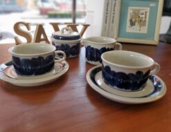 ARABIA　Arabia　アラビア　Anemone　アネモネ　青色　ブルー　ヴィンテージ　カップ＆ソーサー　クリーマー　ミルクポット　シュガーボウル　シュガーポット　万ハンドメイド　手描き　手書き　ハンドペイント　UllaProcope　ウラ・プロコッペ　花瓶　花器　フラワベース　小物入れ　インテリア　リサイクルショップ　再良市場　天白　名東　昭和　千種　瑞穂　緑　日進　豊明　東郷　おススメ　オススメ お洒落　オシャレ　中古