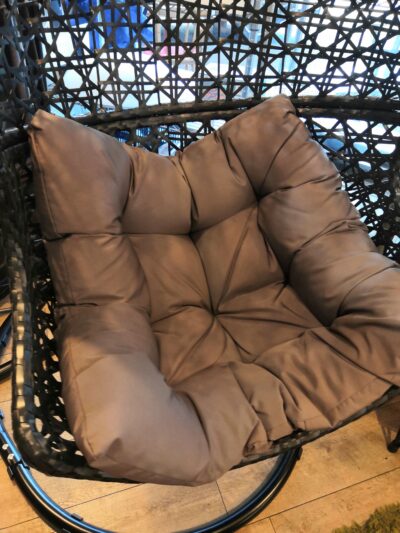 分割式 たまご型 屋外可 クッション付き ダークグレー ブラック スタンド自立型 鳥かご ハンギングチェア 2