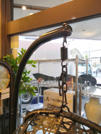 分割式 たまご型 屋外可 クッション付き ダークグレー ブラック スタンド自立型 鳥かご ハンギングチェア 5