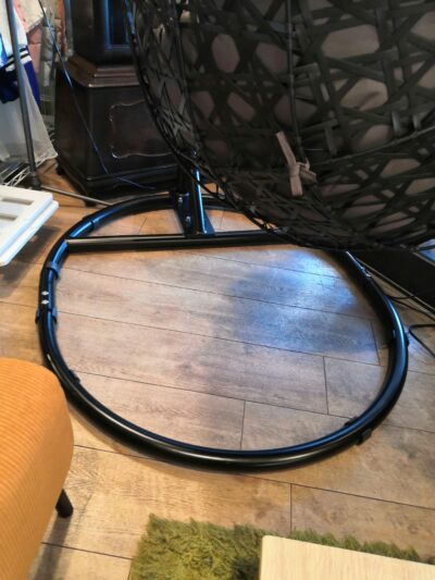 分割式 たまご型 屋外可 クッション付き ダークグレー ブラック スタンド自立型 鳥かご ハンギングチェア 6