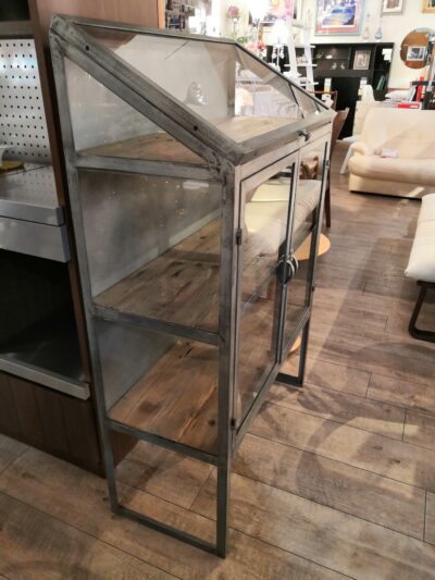 ヴィンテージ調 ミリタリー インダストリアル 店舗什器 キャビネット エイジング加工 シルバー ディスプレイケース 2