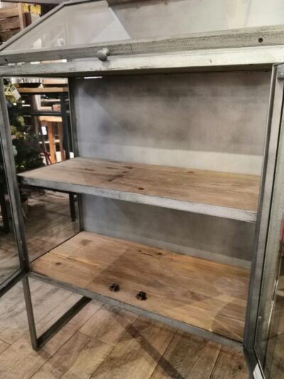 ヴィンテージ調 ミリタリー インダストリアル 店舗什器 キャビネット エイジング加工 シルバー ディスプレイケース 6