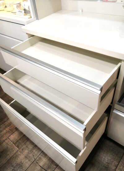 パモウナ Pamouna ロータイプ 幅120 ホワイト キッチン収納 キッチンボード レンジボード 2