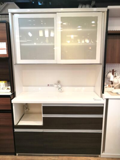 Pamouna パモウナ ブラウン系 ホワイト モダン 幅120㎝ キッチン収納 レンジボード 3