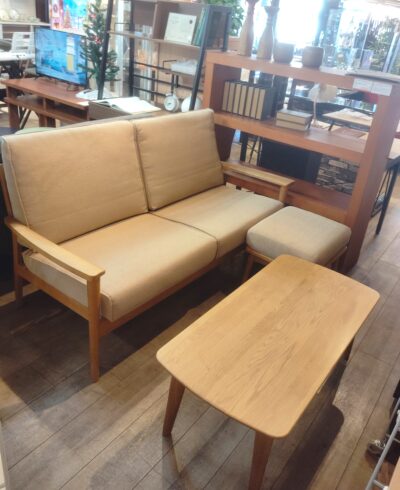 IDC大塚 シネマ オーク材 リビング家具 2人掛け 2シーターソファ ローテーブル 8