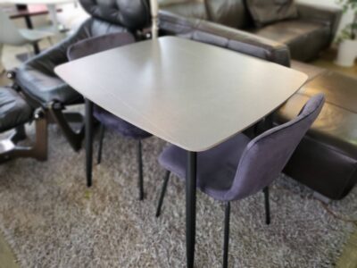 セラミックダイニング3点セット　セラミックダイニングセット　ダイニング3点セット　ダイニングセット　2人掛け　2人用　石目調　グレー×ブラック　グレー系　ブラック脚　耐水　耐熱　耐摩耗　耐薬品　コンパクト　モダン　スタイリッシュ　リサイクルショップ　再良市場　天白　名東　昭和　千種　瑞穂　緑　日進　豊明　東郷　おススメ　オススメ お洒落　オシャレ　中古　美品