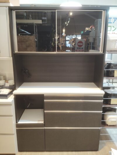 キッチン収納 ブラック系 ツヤ無し 作業台付き 幅120㎝ キッチンボード レンジボード 1