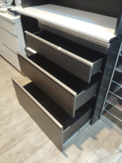 キッチン収納 ブラック系 ツヤ無し 作業台付き 幅120㎝ キッチンボード レンジボード 6