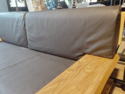 楠木 古彩シリーズ ワイドクッション 本革 ダークブラウン ニレ無垢材 オイル塗装 1シーター 3シーターソファ 5