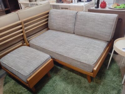 unico ALBERO アルベロ チークカラー カバーリングソファ アームレス オットマン付き 北欧 ヴィンテージスタイル 2シーターソファ 1