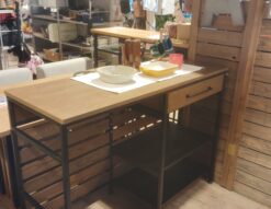 LOWYA キッチン収納 メンズライク ヴィンテージ調 スチール 木製 異素材 キッチンカウンター