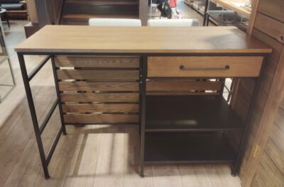 LOWYA キッチン収納 メンズライク ヴィンテージ調 スチール 木製 異素材 キッチンカウンター 1