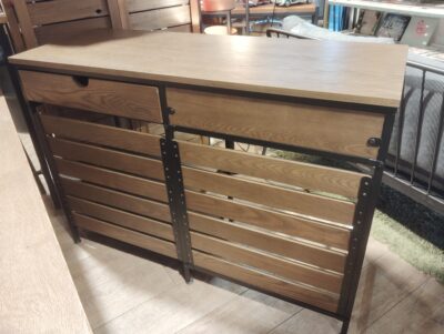 LOWYA キッチン収納 メンズライク ヴィンテージ調 スチール 木製 異素材 キッチンカウンター 2