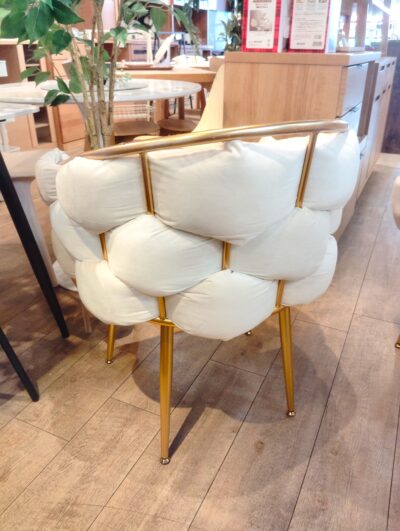 ミニマリスト エレガント ラウンドテーブル 直径60㎝ 大理石調 ホワイト ゴールド フラフィーチェア カフェテーブル3点セット 4