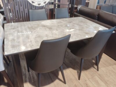 松田家具 GT-1500 関家具 トット 強化ガラス 大理石風 クリスタルトップ ダイニング5点セット 1