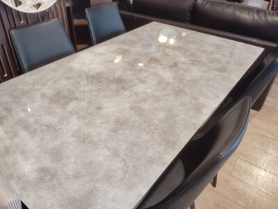 松田家具 GT-1500 関家具 トット 強化ガラス 大理石風 クリスタルトップ ダイニング5点セット 2