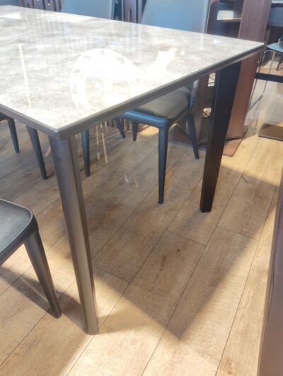 松田家具 GT-1500 関家具 トット 強化ガラス 大理石風 クリスタルトップ ダイニング5点セット 3