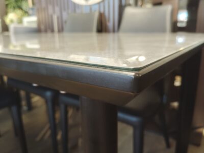 松田家具 GT-1500 関家具 トット 強化ガラス 大理石風 クリスタルトップ ダイニング5点セット 4