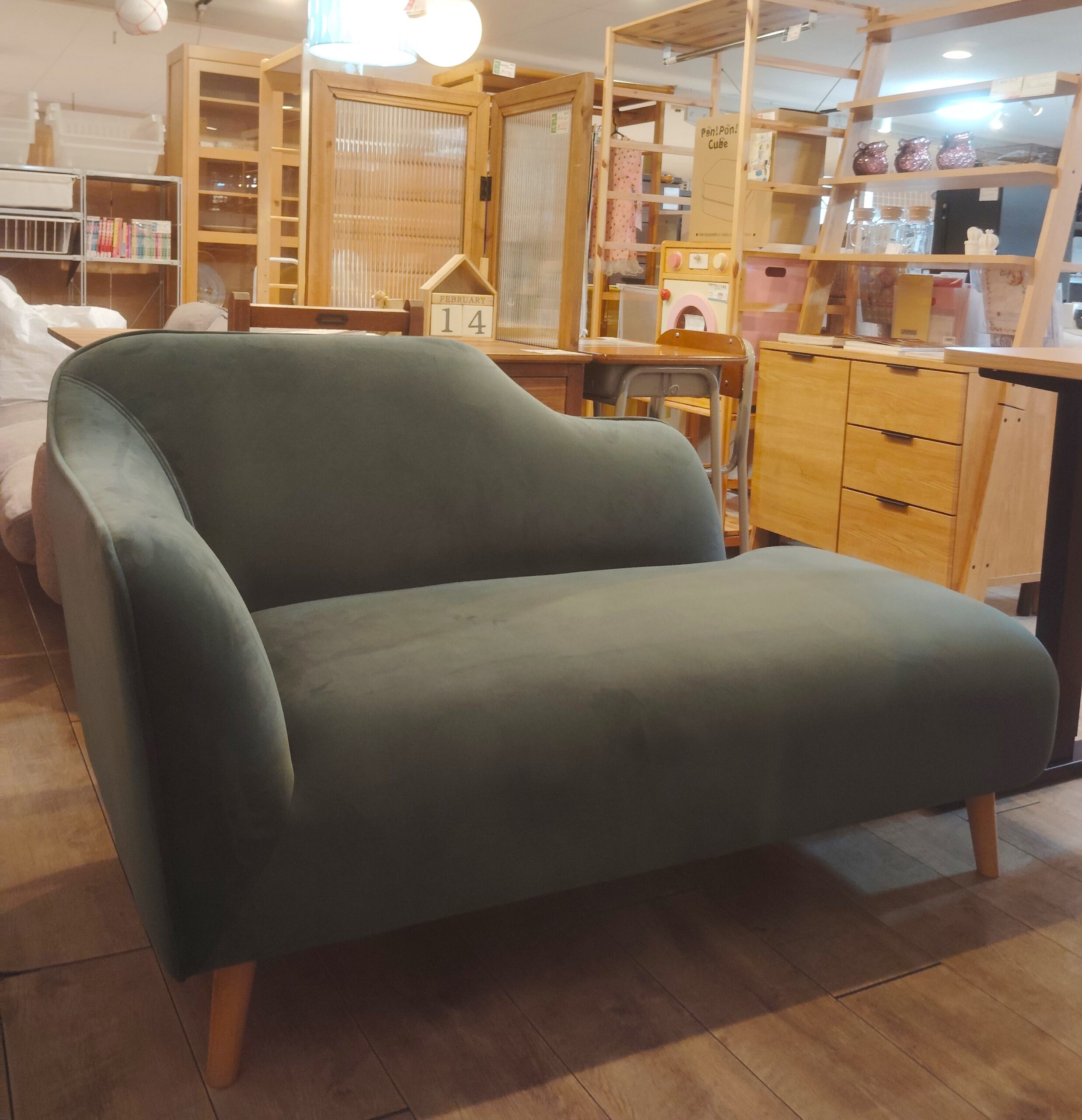 中古品】Francfranc PINA ピナカウチ 起毛 曲線デザイン グリーン