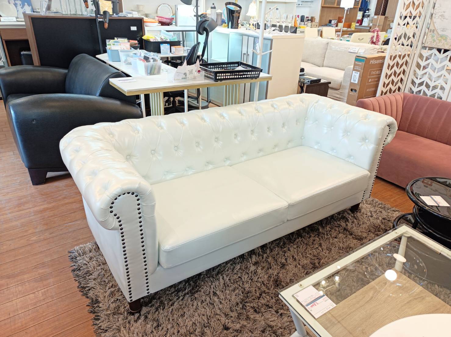 チェスターフィールド　お引取りも可 チェスターフィールド ソファ 鋲打ち 本革 オックスフォード 1人掛け