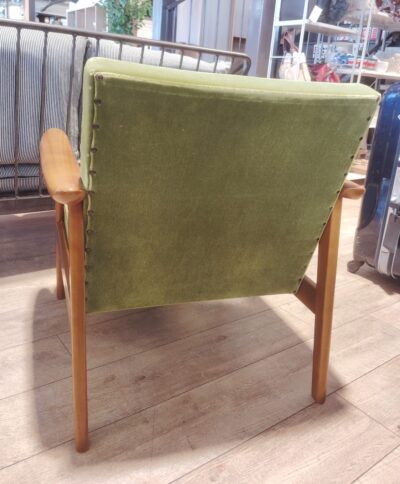 カリモク60 モダン 和モダン レトロ家具 モケットグリーン 1シーター Kチェア リビングテーブル 5
