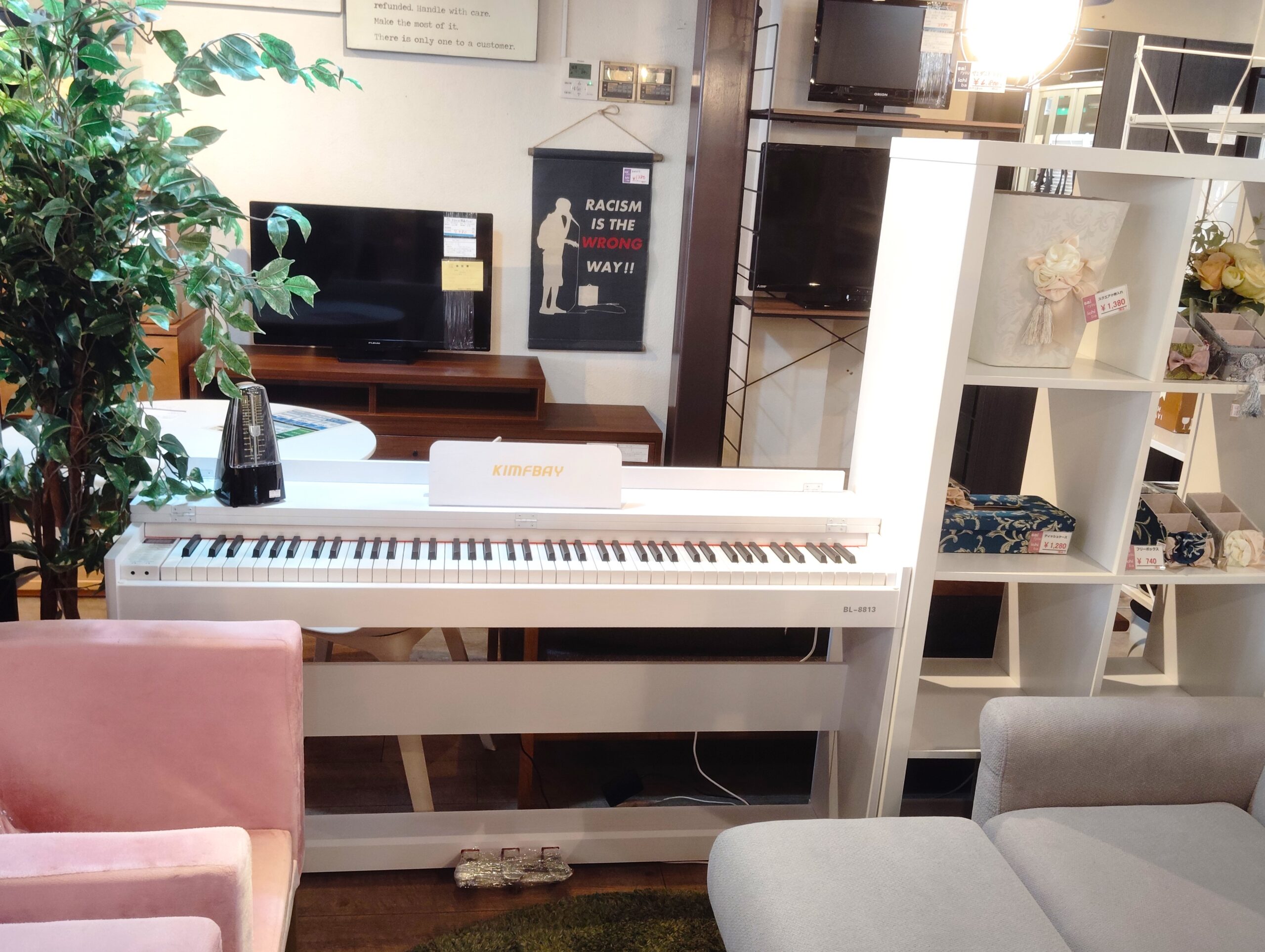 中古品】KIMFBAY BL-8813 DIGITAL PIANO 88鍵盤 ホワイト ハンマー