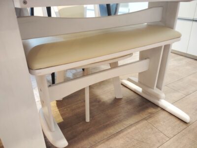 キッチンダイニング家具 ホワイト 収納付き ベンチ付き バタフライテーブル 回転チェア 鏡面天板 伸縮ダイニング4点セット 6