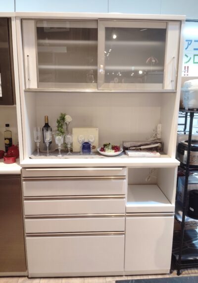 三幸ジャパン SESSION120 セッション ハイグロス ホワイト系 キッチン収納 作業台付き モイス 幅120 レンジボード 6