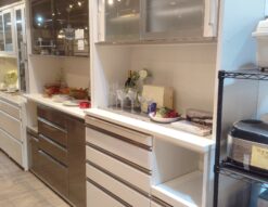 三幸ジャパン SESSION120 セッション ハイグロス ホワイト系 キッチン収納 作業台付き モイス 幅120 レンジボード 7