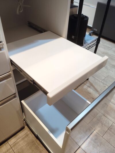 三幸ジャパン SESSION120 セッション ハイグロス ホワイト系 キッチン収納 作業台付き モイス 幅120 レンジボード 3