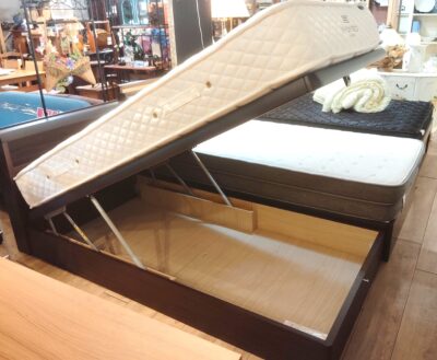 日本ベッド セラーズシェルフ リフト式 棚付き SILKY HARD シルキーハード 硬め ダークブラウン 収納付き はね上げ シングルベッド 5