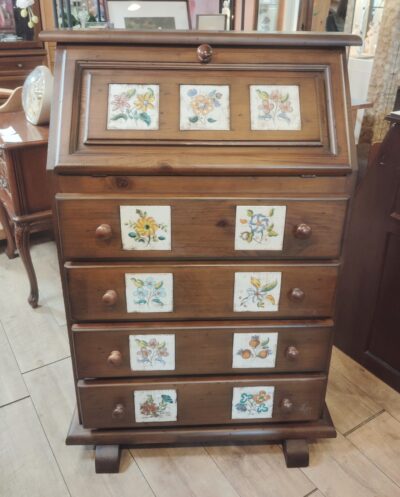 ACTUS取り扱い バレンシア カントリー調 タイル張り パイン材 無垢材 チェスト ライティングビューロー 1