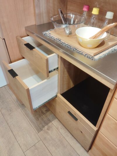 unico ADDAY アディ オーク材 幅82㎝ ステンレストップ オイル塗装 ナチュラル キッチンボード