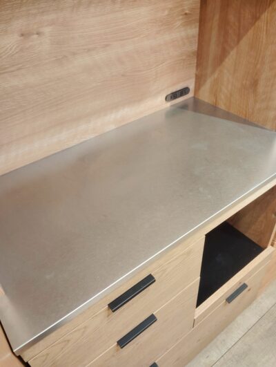 unico ADDAY アディ オーク材 幅82㎝ ステンレストップ オイル塗装 ナチュラル キッチンボード 3