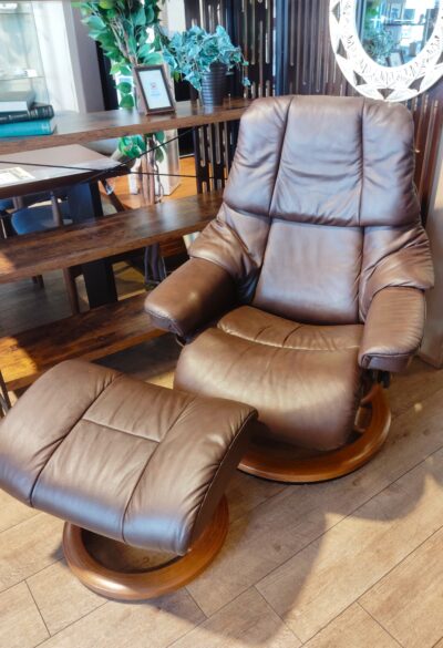 エコーネス EKORNESレザー チーク チョコレート オットマン付き STRESSLESS Classic Reno レノ ストレスレスチェア Mサイズ 7