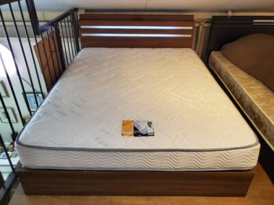 ワイドダブルベッド　ワイドダブルサイズ　大型　ベッドセット　ベッド　ベッドフレーム　収納付き　引き出し収納　照明付き　コンセント付き　2口コンセント　アンネルベッド　ポケットコイルマットレス　ハニカム配列　両面仕様　ダークブラウン　ウォールナットカラー　カジュアル　モダン　インダストリアル　リサイクルショップ　再良市場　天白　名東　昭和　千種　瑞穂　緑　日進　豊明　東郷　おススメ　オススメ お洒落　オシャレ　中古