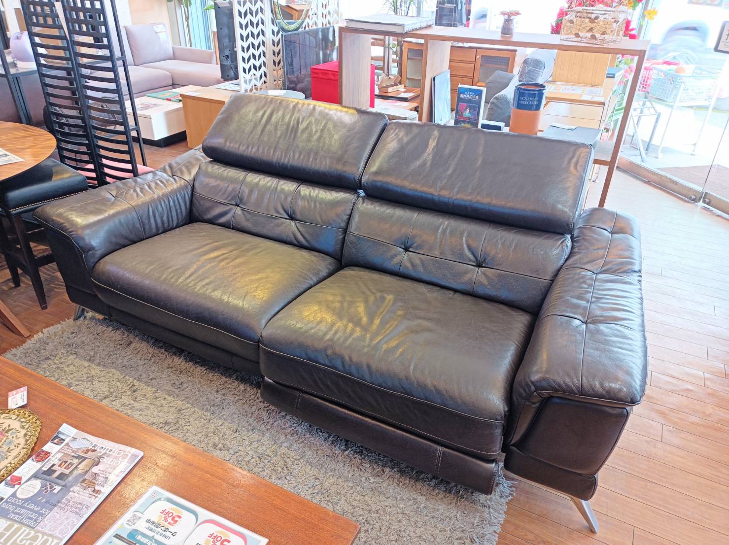 電動リクライニングソファ レザー 3シーター 2シーター 買い取りました