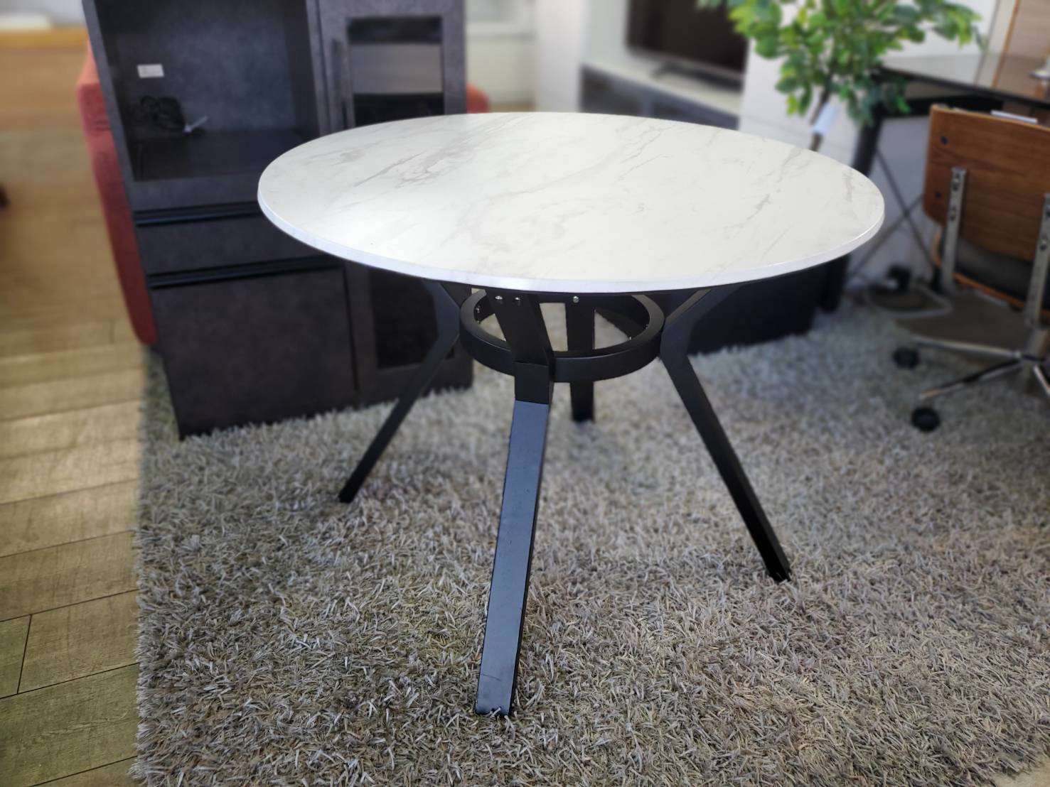 大川家具　レグルス　ラウンドテーブル　カフェテーブル　ダイニングテーブル　天然木 ☆大川家具 大理石柄 ダイニングテーブル REGULUS レグルス メラミン