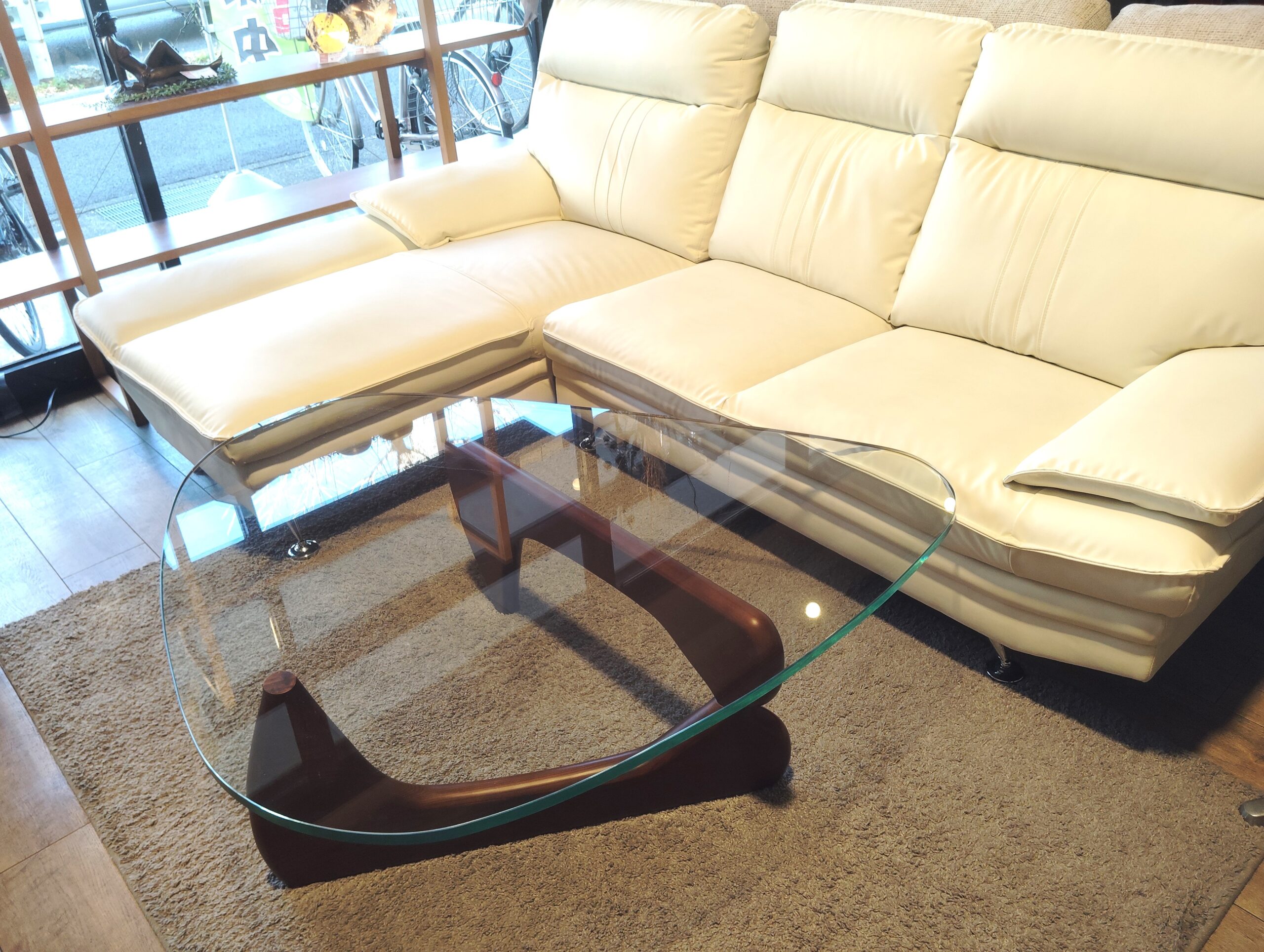 中古品】リプロダクト品 イサムノグチ ガラス天板 ガラステーブル