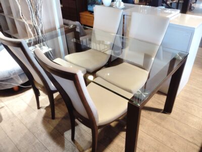 カリモク karimoku チターノ Chitano ハイバック アームレス ガラス天板 幅150 ダイニング5点セット 1