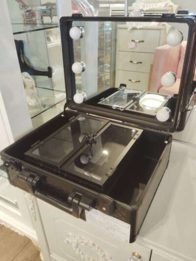 Francfranc LEDライト 調色 調光 ブラック ミラー メイクボックス 女優ミラー ハリウッドメイクボックス S 1