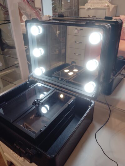 Francfranc LEDライト 調色 調光 ブラック ミラー メイクボックス 女優ミラー ハリウッドメイクボックス S 5