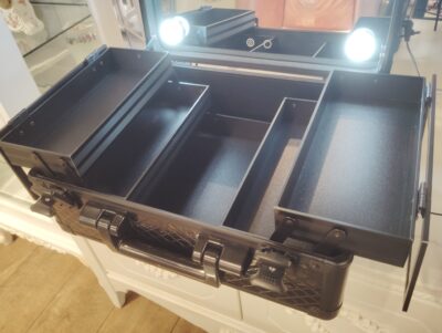 Francfranc LEDライト 調色 調光 ブラック ミラー メイクボックス 女優ミラー ハリウッドメイクボックス S 6