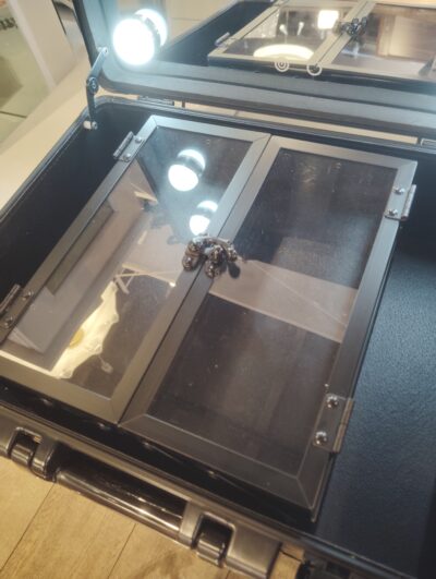 Francfranc LEDライト 調色 調光 ブラック ミラー メイクボックス 女優ミラー ハリウッドメイクボックス S 7