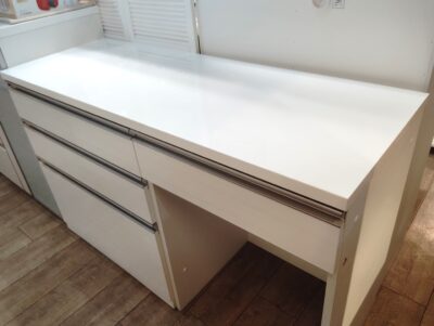 キッチン家具 キッチン収納 幅140㎝ ダストボックススペース ホワイト 鏡面仕上げ 作業台 キッチンカウンター 6